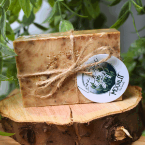 Luna Bliss handmade natural soap with rose petals, vanilla and lime – vegan floral soap by Moonlit Naturals